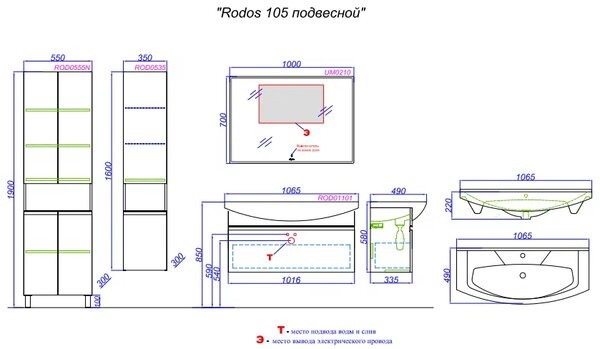 Тумба под раковину Aqwella Rodos ROD01101